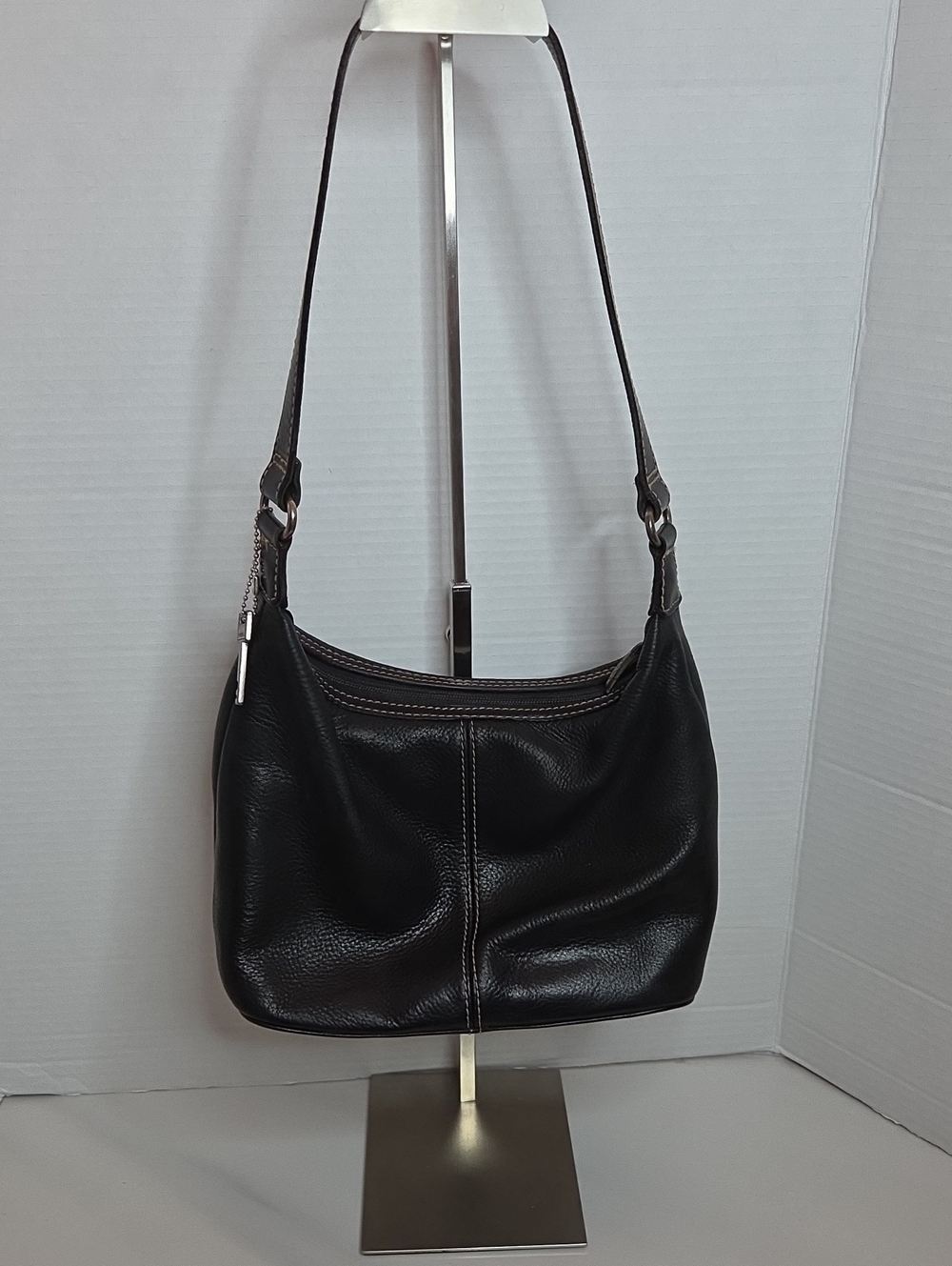 Vintage Fossil Black Leather Shoulder Bag